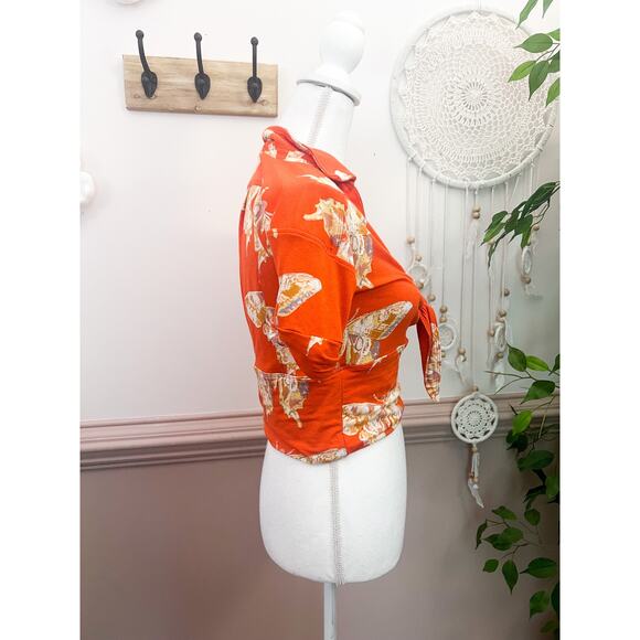 Free People Tigerlilly Combo Cropped Collared Top Size Medium NWT - Picture 4 of 7